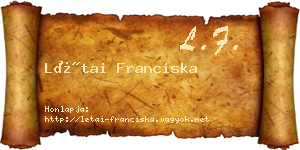 Létai Franciska névjegykártya