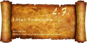 Létai Franciska névjegykártya